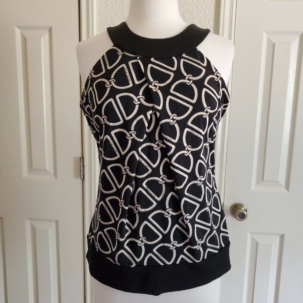 White House Black Market Sleeveless Chain Link Logo Top Size S